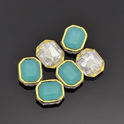 Genähte Taiwan Acrylperlen, imitatorische Jade, Vergoldete, Bekleidungszubehör, Rechteck, Aquamarin, 10x8x5 mm, Bohrung: 0.5 mm