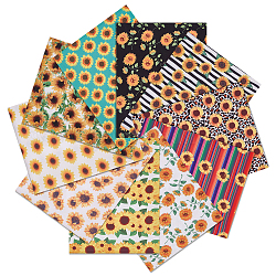Tessuto in policotone stampa girasole, per patchwork, cucire tessuti a patchwork, colore misto, 50x40x0.02cm, 10 pc / set