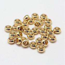 Brass Beads, Rondelle, Nickel Free, Raw(Unplated), 4.5x2mm, Hole: 2mm