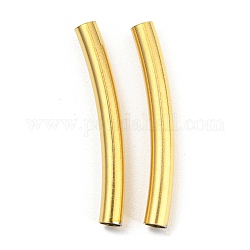 Perlas de tubo de 304 acero inoxidable, tubo curvado, dorado, 25x3mm, agujero: 2.5 mm