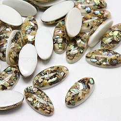 Resin Cabochons, Imitation Shell, Rice, Colorful, 28x14x8~9mm