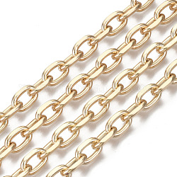 Unwelded Iron Cable Chains, Diamond Cut Chains, with Spool, Light Gold, 10.7x6.8x1.9mm, about 32.8 Feet(10m)/roll