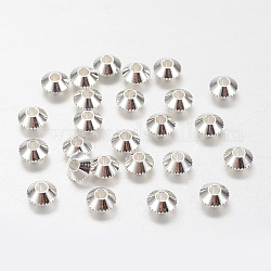 Perline di distanziatore in ottone, bicono, colore argento placcato, circa4 mm di diametro, Foro: 1 mm