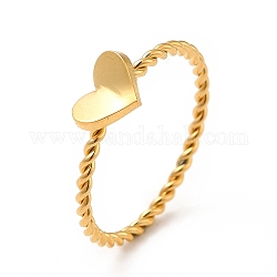 304 перстень с печаткой из нержавеющей стали, витое круглое кольцо для женщин, Сердце Pattern, размер США 7 1/4 (17.5 мм)