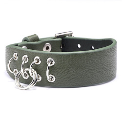 Pulseras / pulseras de cuero de pu ajustables, fornituras de aleación, anillos de hierro, verde mar oscuro, 8-5/8 pulgada (22 cm), 19mm