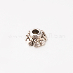 Apetalous Tibetan Style Alloy Bead Cap, Lead Free, Antique Silver, 3x6.5mm, Hole: 2mm