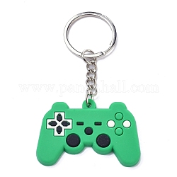 Porte-clés contrôleur de jeu pvc, avec anneau de fer en platine, vert de mer moyen, 8.05 cm