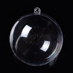 Pendentifs en plastique transparent ouvrables, Boule de Noël en plastique remplissable, ronde, clair, 8.9x8 cm, Trou: 4mm, Taille intérieure: 7.8cm