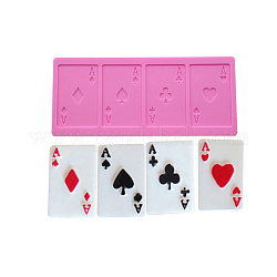 Poker Ace Silikonformen in Lebensmittelqualität, Gießformen aus Harz, für Schokolade, Süßigkeiten, UV-Harz & Epoxidharz Handwerk machen, neon rosa , 231x101x4.5 mm, Innendurchmesser: 78x51.5 mm