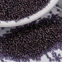 Perles rocailles miyuki rondes, Perles de rocaille japonais, (rr1884) lustre or violet, 15/0, 1.5mm, Trou: 0.7mm, à propos 5555pcs / bouteille, 10 g / bouteille