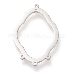 304 Stainless Steel Chandelier Components Links, Polishing, Flower, Stainless Steel Color, 39x25x1mm, Hole: 1.4mm and 1.2mm