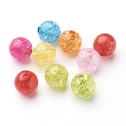 Perles en acrylique transparentes craquelées, ronde, couleur mixte, 10mm, Trou: 2mm