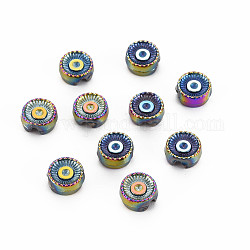 Rack-Plattierung Regenbogenfarbe Legierung Perlen Strass Einstellungen, Cadmiumfrei und Nickel frei und Bleifrei, Flachrund, für 1.5 mm Strass, 8.5x4.5 mm, Bohrung: 1.6 mm