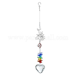 Décoration pendentif coeur en verre de noël, attrape-soleil suspendus, avec accessoires en fer et perle de verre, pour la décoration de jardin de maison de fenêtre, arbre, 320mm