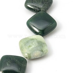 Natural Moss Agate Beads Strands, Dyed, Rhombus, Green, 14x14x5mm, Hole: 1mm