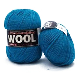 Polyester- und Wollgarn für Pullovermützen, 4-strängige Wollfäden zum Stricken von Häkelzubehör, Stahlblau, zu 100 g / Rolle