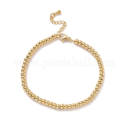 Placage sous vide 201 bracelet en perles rondes en acier inoxydable pour femme, or, 7-1/8 pouce (18 cm)