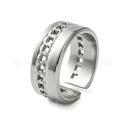 304 anneau de manchette ouvert en acier inoxydable, anneau de chaînes gourmettes creuses, couleur inoxydable, diamètre intérieur: 17.4 mm
