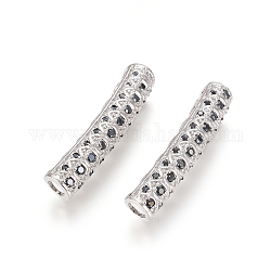 Perles de zircone cubique micro pave en Laiton, Plaqué longue durée, Perles de tube, noir, platine, 30x6mm, Trou: 3.5mm