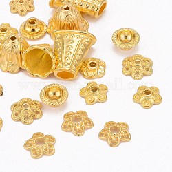 Tibetischen Stil Legierung Perlenkappen, Mischformen, golden, 5~20x2~10 mm, Bohrung: 0.5 mm