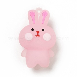 Пластиковые подвески из пвх, кролик, розовые, 50.5x31.5x22 мм, отверстие : 2.5 мм