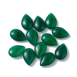 Natürliche grüne Onyx Achat Perlen, kein Loch / ungekratzt, gefärbt und erhitzt, Träne, dunkelgrün, 17.5x12x5 mm