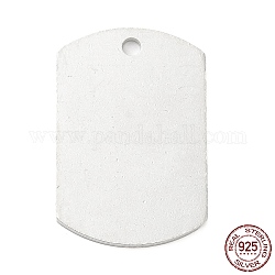 925 Sterling Silver Blank Pendants, Oval Rectangle Charms, Silver, 30x20x1.2mm, Hole: 1.2mm
