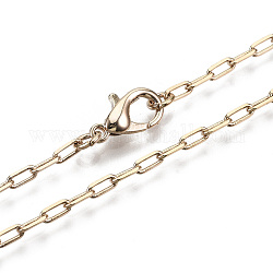 Cadenas de clip de latón, Elaboración de collar de cadena de cable alargado dibujado, con cierre de langosta, real 18k chapado en oro, 24.01 pulgada (61 cm) de largo, link: 5x2x0.7 mm, anillo de salto: 4x1 mm
