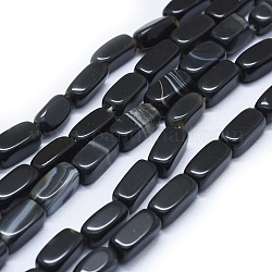 Fili di perline di agata naturale / agata a strisce, tinti e riscaldato, cuboide, nero, 11x5~5.5x5~5.5mm, Foro: 1 mm, circa 35~36pcs/filo, 15.3 pollice ~ 15.7 pollici (39~40 cm)