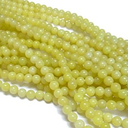 Natürliche Zitronen Jade Perlen Stränge, Runde, Zitronen-Chiffon, 8 mm, Bohrung: 1 mm, ca. 49 Stk. / Strang, 15.4 Zoll