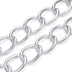 Aluminum Curb Chains, Twist Link Chains, Unwelded, Silver, 45x34x6mm