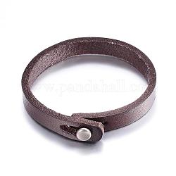 Leather Cord Bracelets, with Alloy Clasps, Coconut Brown, 8-1/4 inch(213mm)x10mm