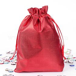 Sacs en tissu rectangle, avec cordon de serrage, rouge, 17.5x13 cm