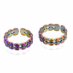 Полые манжеты кольца, Радужный цвет 304 открытые кольца из нержавеющей стали для женщин, размер США 10 1/4 (19.9 мм)