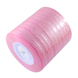 Glitter Metallic Ribbon, Sparkle Ribbon, with Silver Metallic Cords, Valentine's Day Gifts Boxes Packages, Hot Pink, 3/8 inch(8mm), about 25yards/roll(22.86m/roll), 10rolls/group