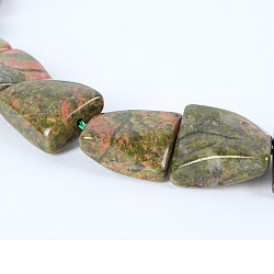 Natural Unakite Twist Bead Strands, 15x15x7mm, Hole: 1mm, about 26pcs/strand, 15.35inch