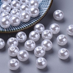 Abalorios redondos de la perla de acrílico para la joya de diy y pulseras, nieve, 10mm, agujero: 2 mm