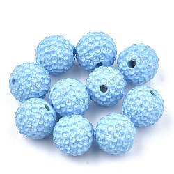 Handgemachte Fimo-Perlen Strass, Runde, Deep-Sky-blau, 12 mm, Bohrung: 1.8 mm