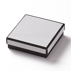 Картонные коробки ювелирных изделий, с губкой внутри, для ювелирной подарочной упаковки, квадратный, белые, 9x9x2.9 см