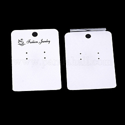 Plastic Display Cards, Used For Earrings, Rectangle, Creamy White, 7x5x0.7~0.8cm, Hole: 6mm