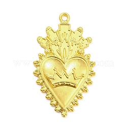 Alloy Rhinestone Settings Pendant, Heart, Golden, 45.5x26x3.8mm, Hole: 2.2mm