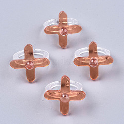 (venta de fábrica de fiestas de joyería) anillos de puño de acrílico transparente, anillos abiertos, cruz, salmón oscuro, nosotros tamaño 8 1/4 (18.3 mm)
