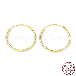 925 Sterling Silver Huggie Hoop Earrings, with S925 Stamp, Real 18K Gold Plated, 20x1.5x20.5mm
