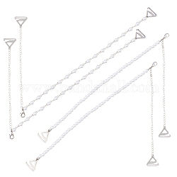 Gorgecraft 2 paia 2 stili cinghie reggiseno antiscivolo in plastica imitazione perla catena, con fibbia triangolare in lega, Platino e argento, 291~296mm, 1 paio/stile