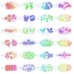 GORGECRAFT 24PCS Face Paint Stencils Body Painting Template Christmas Theme Elk Santa Christmas Stocking Holly Leaves Pattern Reusable Soft Tattoo Stencils for Cosplay Christmas Party Body Makeup Art