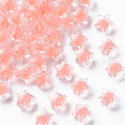 Perles en acrylique transparente, Perle en bourrelet, facette, étoiles du nord, Saumon, 10.5x11x7mm, Trou: 2mm, environ 1280 pcs/500 g