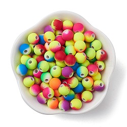 Perles acryliques de style caoutchouté, deux tons, ronde, couleur mixte, 8x7mm, Trou: 2mm