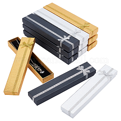 Pandahall elite 12шт 3 цвета прямоугольные картонные коробки для браслетов, с губкой внутри и атласной лентой bowknots, разноцветные, 20x4.1x2.4 см, 4 шт / цвет