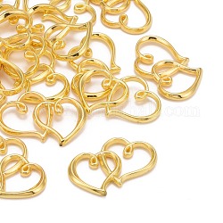 Tibetan Style Alloy Pendants, Heart to Heart, Lead Free & Cadmium Free & Nickel Free, Golden, about 19.5mm long, 32mm wide, 3mm thick