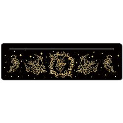 Porte-cartes de tarot en bois sculpté, support d'autel de carte de tarot, outils de divination de sorcière, rectangle, motif de fleur, 25.4x7.62x0.5 cm